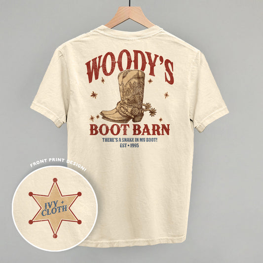 Woody's Boot Barn (Back Print)