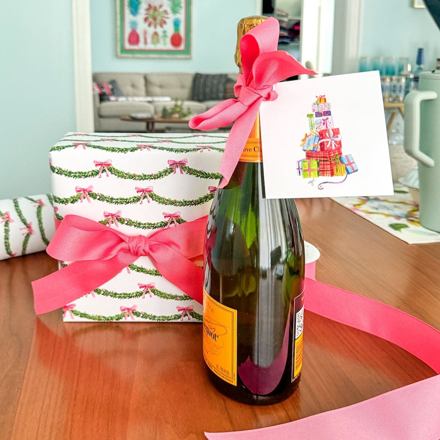 Pink Garland Gift Wrap