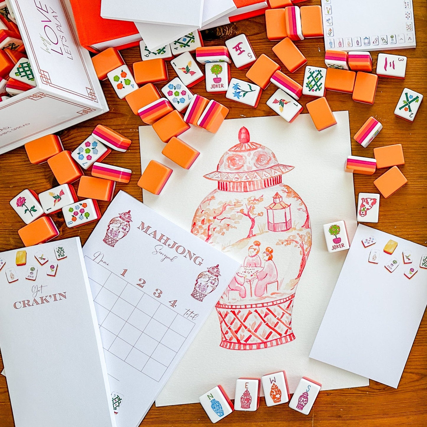 Orange Mahjong Ginger Jar Listpad