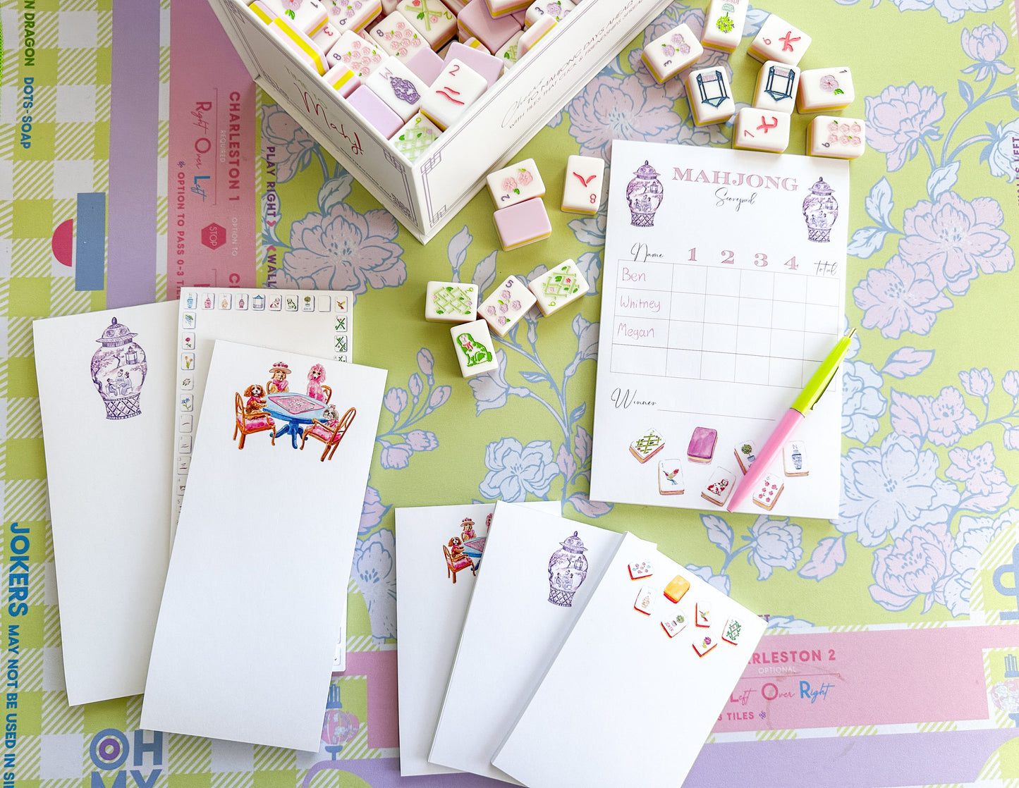 Purple Mahjong Ginger Jar Notepad