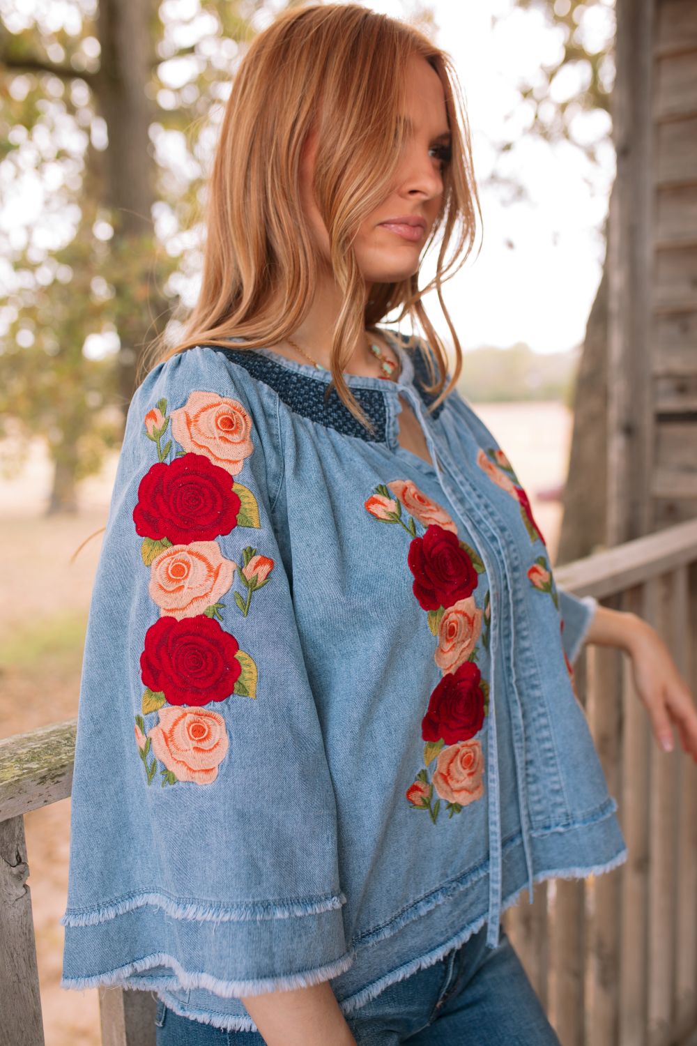 Denim and Rose Top