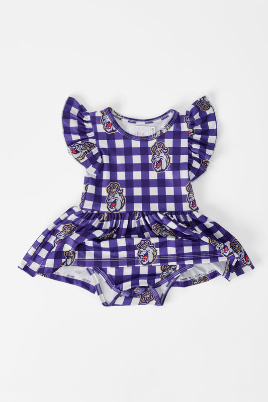 JMU Plaid Duke Dog Flutter Twirl Bodysuit