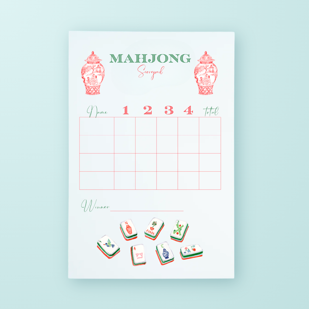 Mahjong Scorecard Pad - Nantucket Tiles