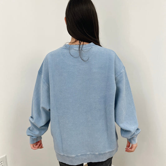 Pacific Blue Oversized Corded Crew