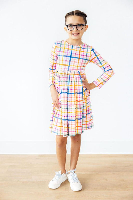 Plaid About You L/S Pocket Twirl Dress