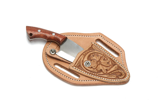 Tan Floral Knife Sheath with Knife