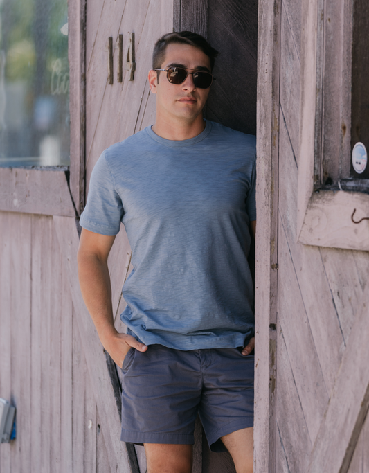 SOLID STEEL BLUE - SLUB PIMA TEE
