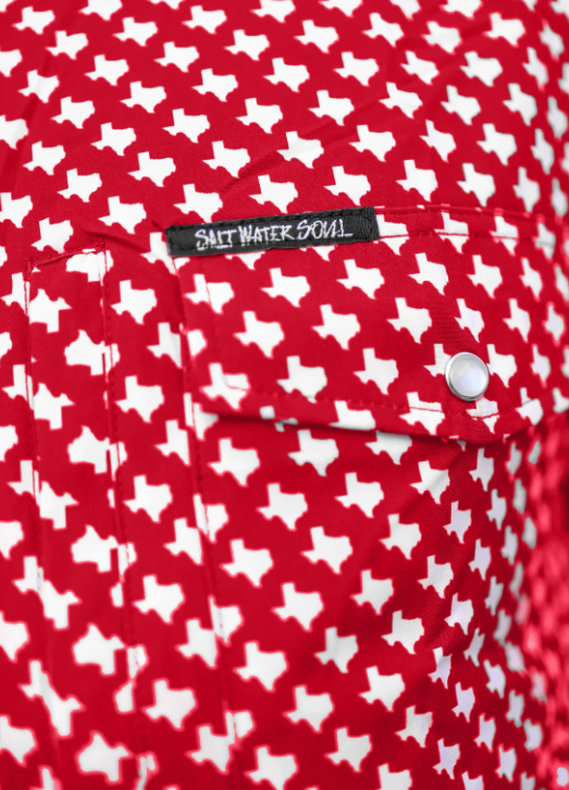 The Houston Texas Print Pearl Snap Fishing Shirt