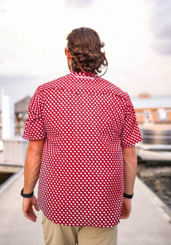 The Houston Texas Print Pearl Snap Fishing Shirt