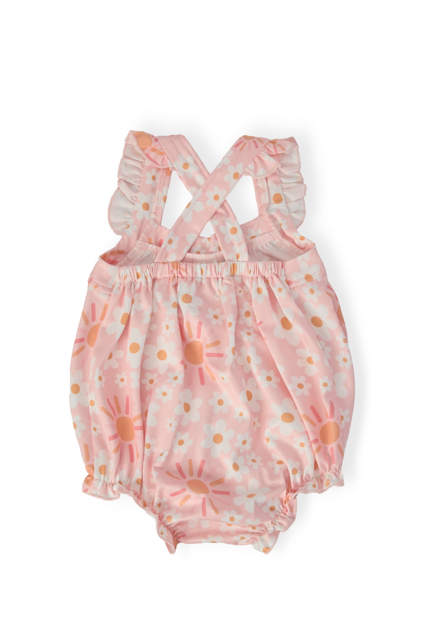 Sweet & Sunny Ruffle Cross Back Romper