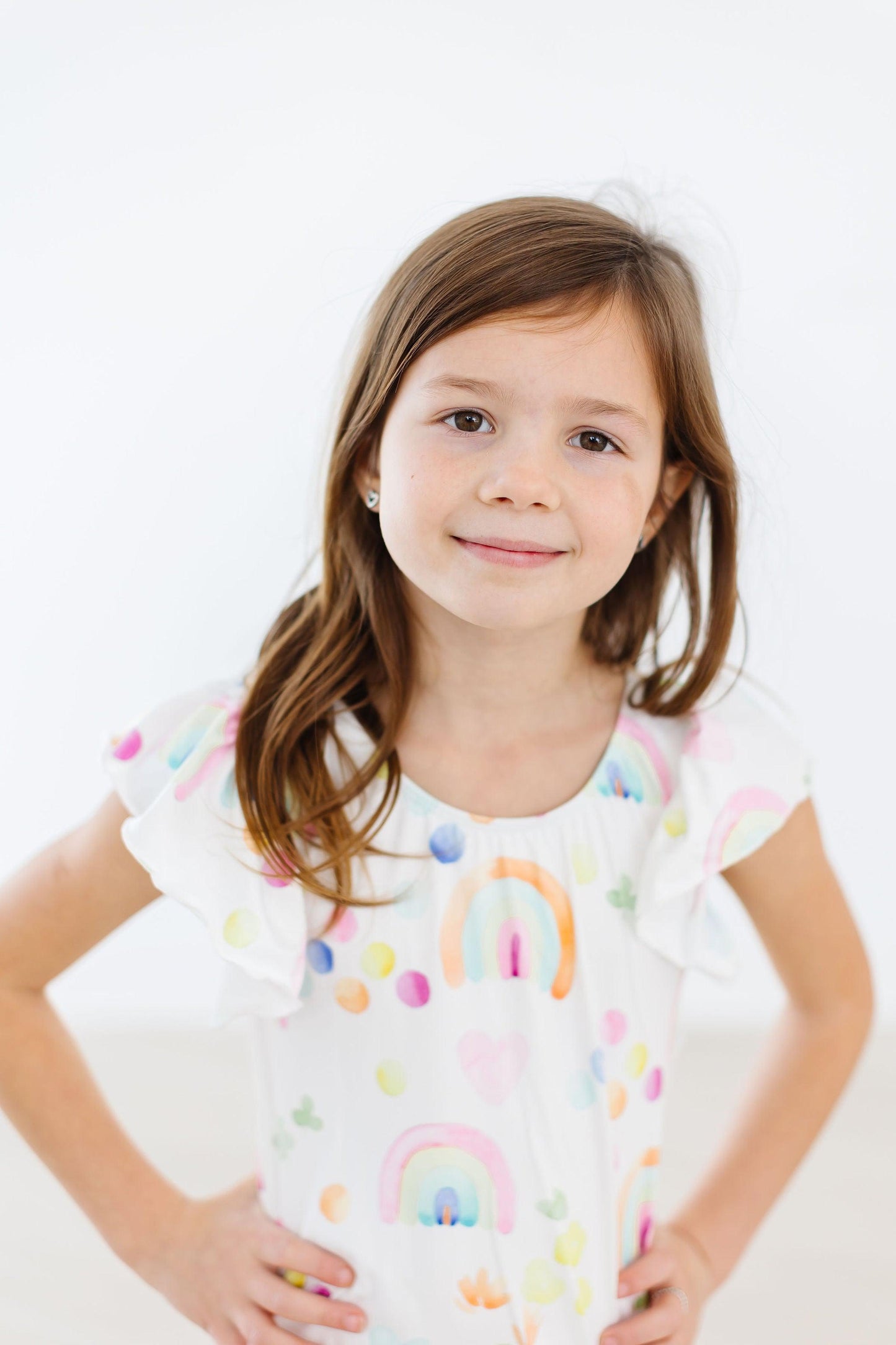 SALE Watercolor Rainbows S/S Flutter Sleeve Leotard