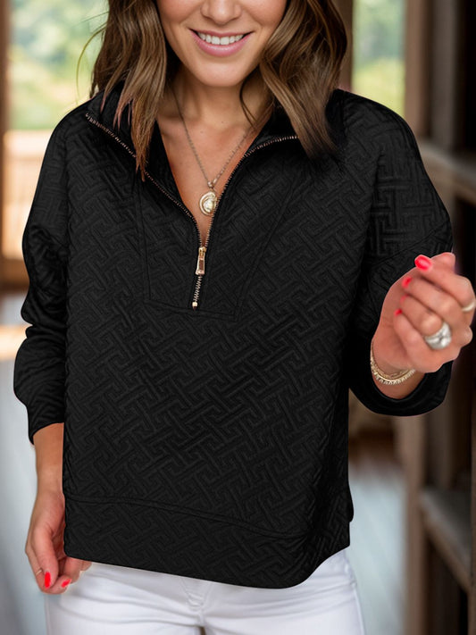 Women's Textured Half-Zip Sweatshirt