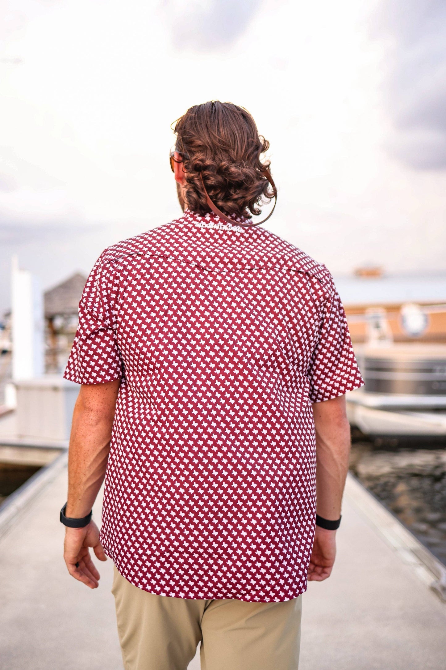 The Maroon Texas Print Pearl Snap Fishing Shirt