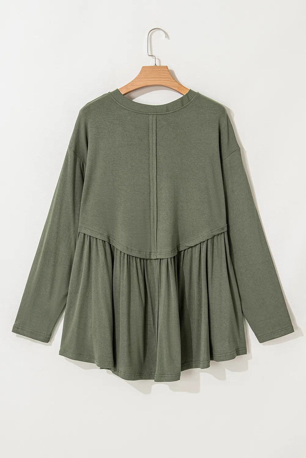 Plus Size Peplum Long Sleeve Blouse