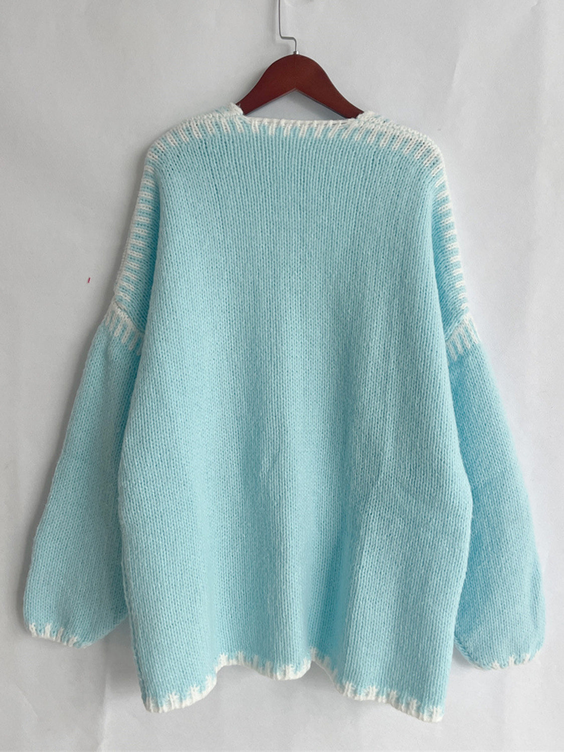 Double Take Stitched Open Front Cardigan