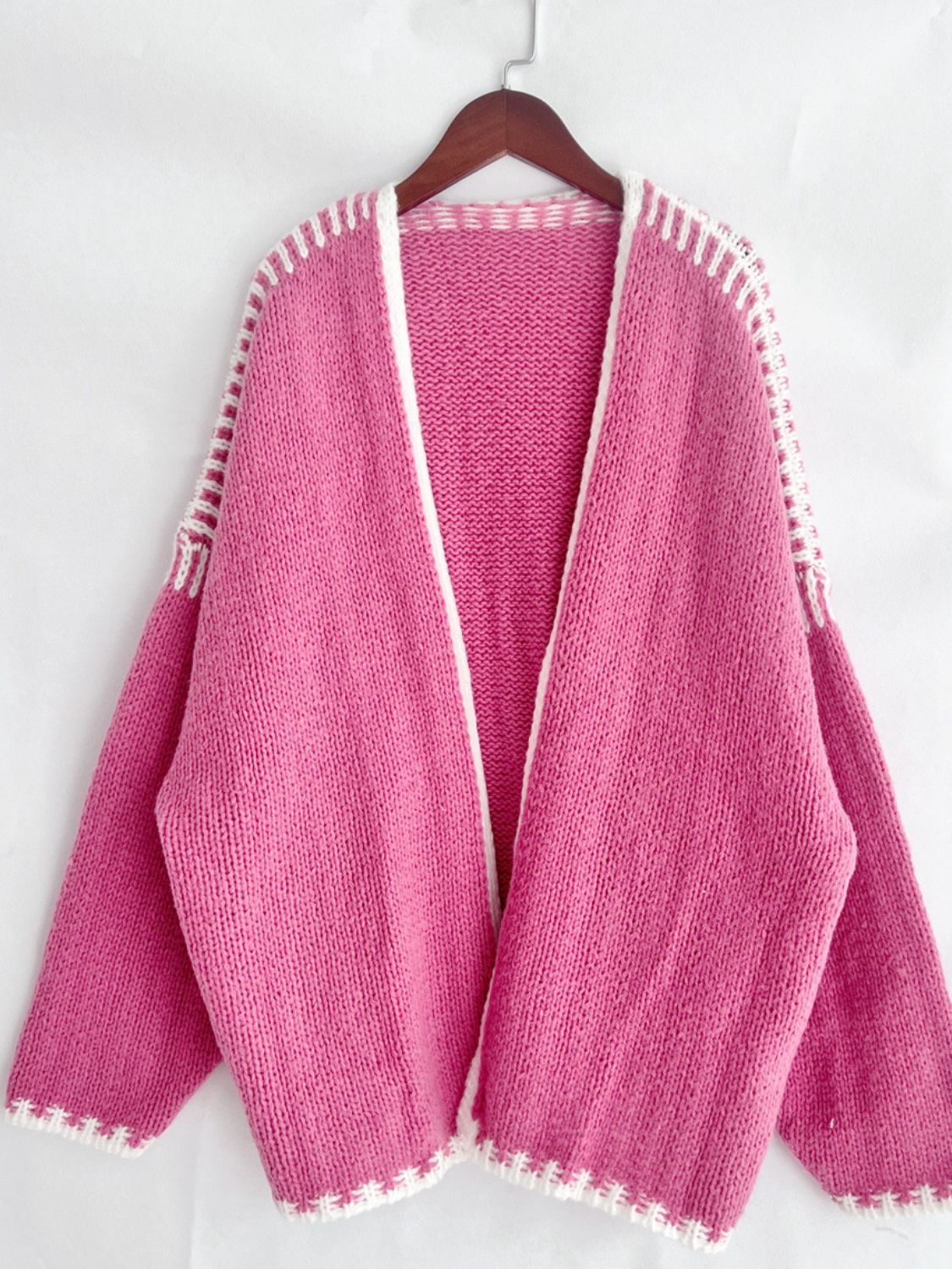 Double Take Stitched Open Front Cardigan