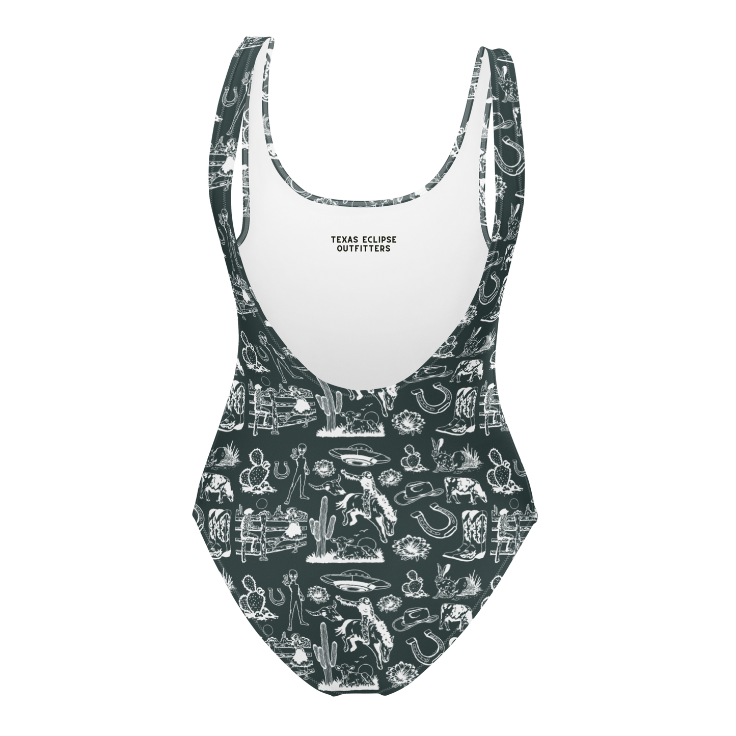 Wild Ride: Broncs, UFOs, and Cactus Skies One-Piece Swimsuit