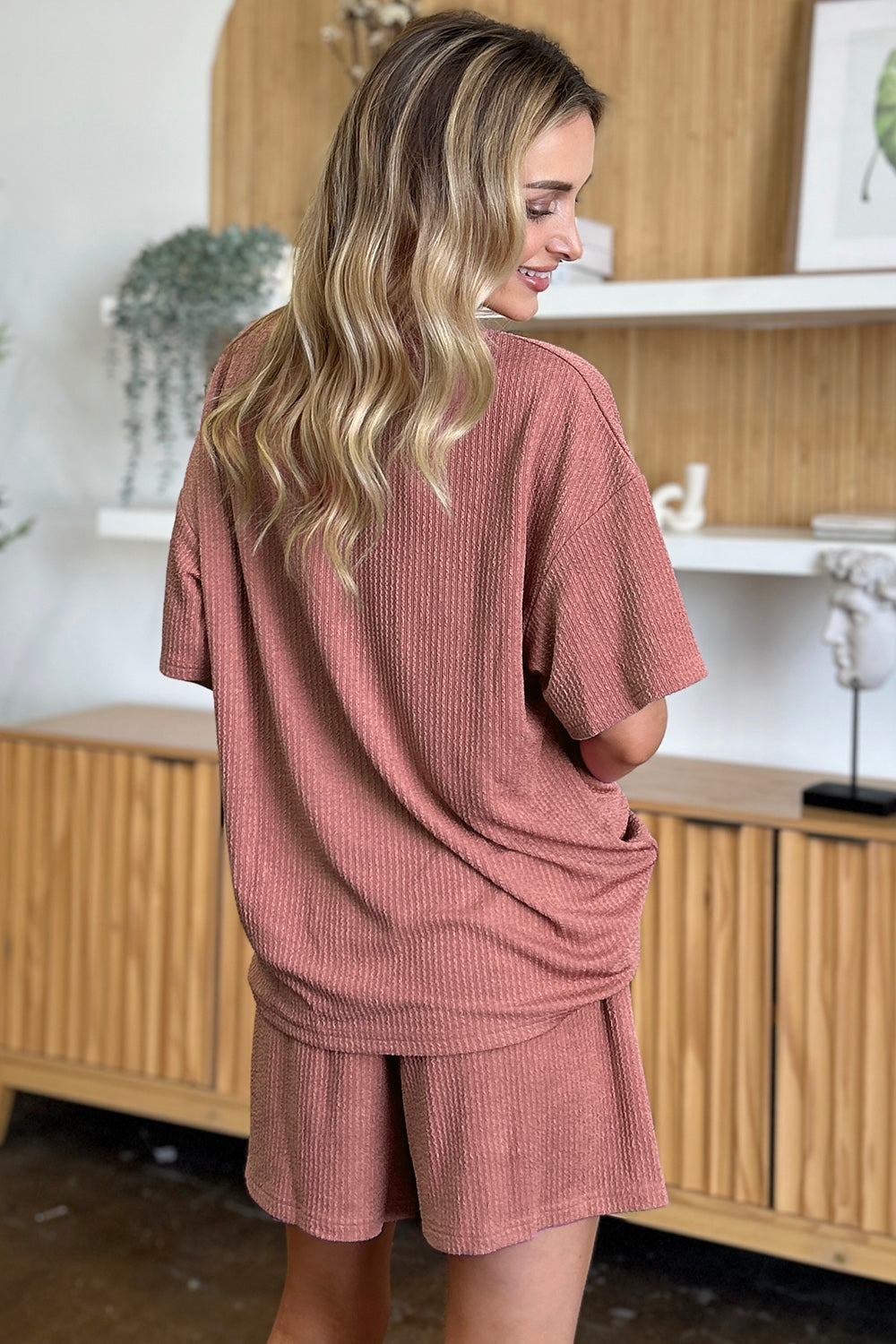 Double Take Full Size Short Sleeve T-Shirt and Shorts Set