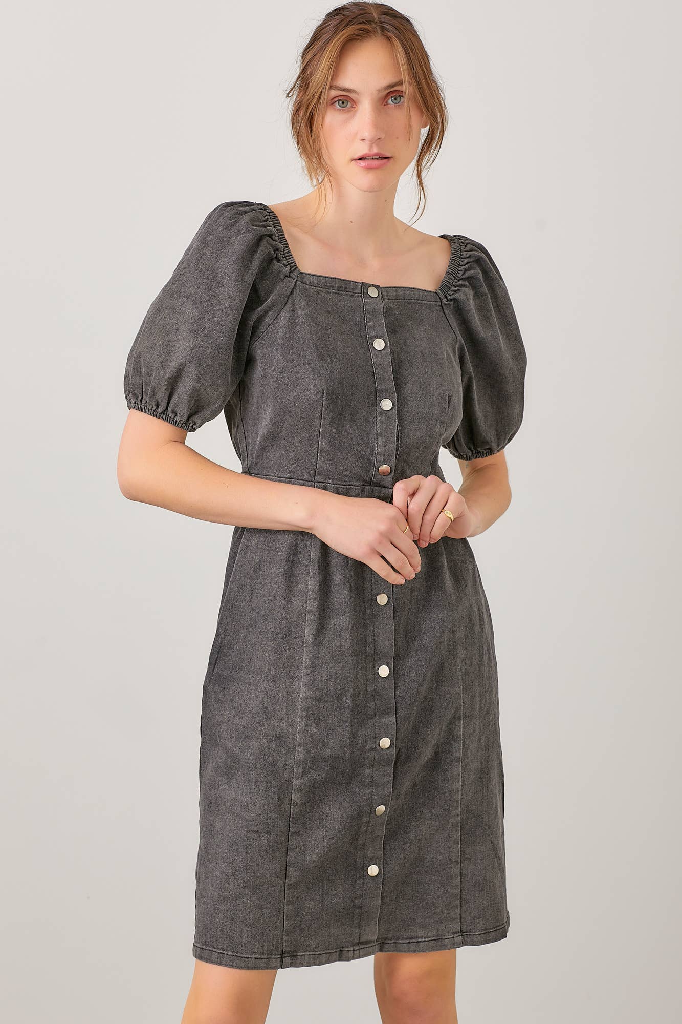 Slate Puff Sleeve Dress