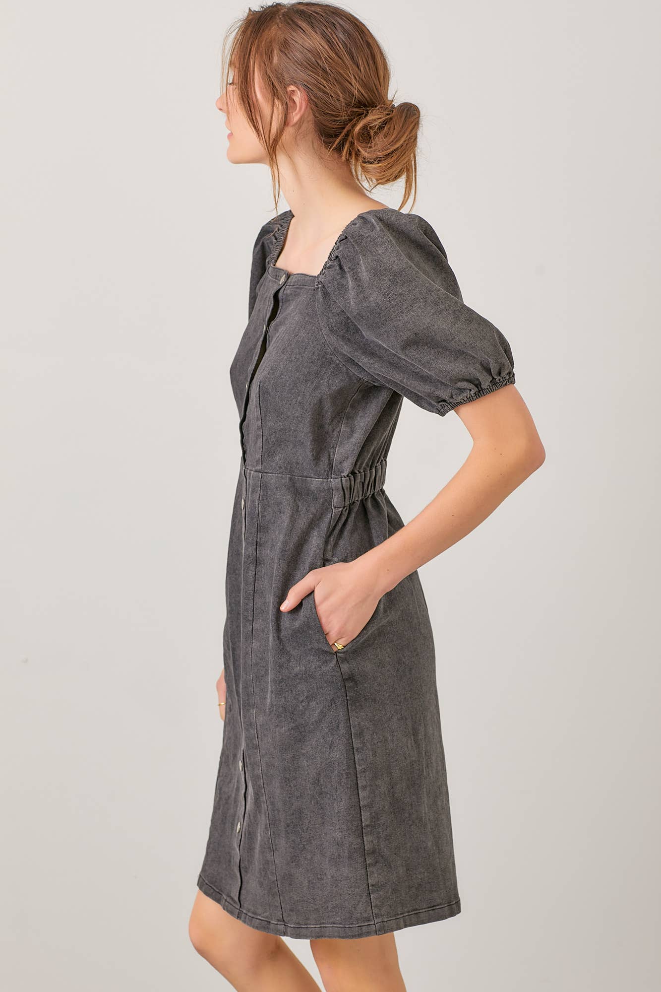 Slate Puff Sleeve Dress