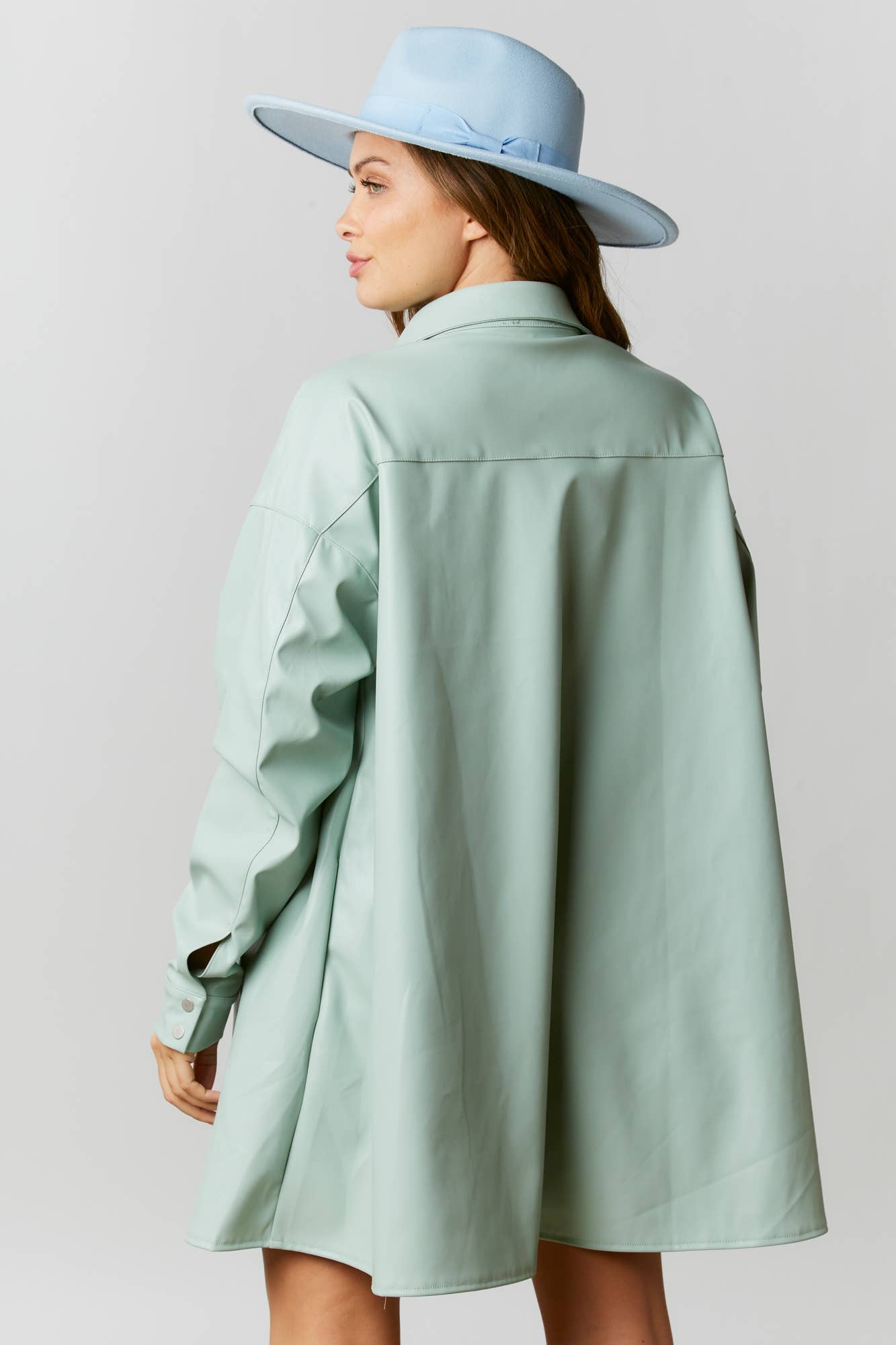 Faux Leather Button Down Dress