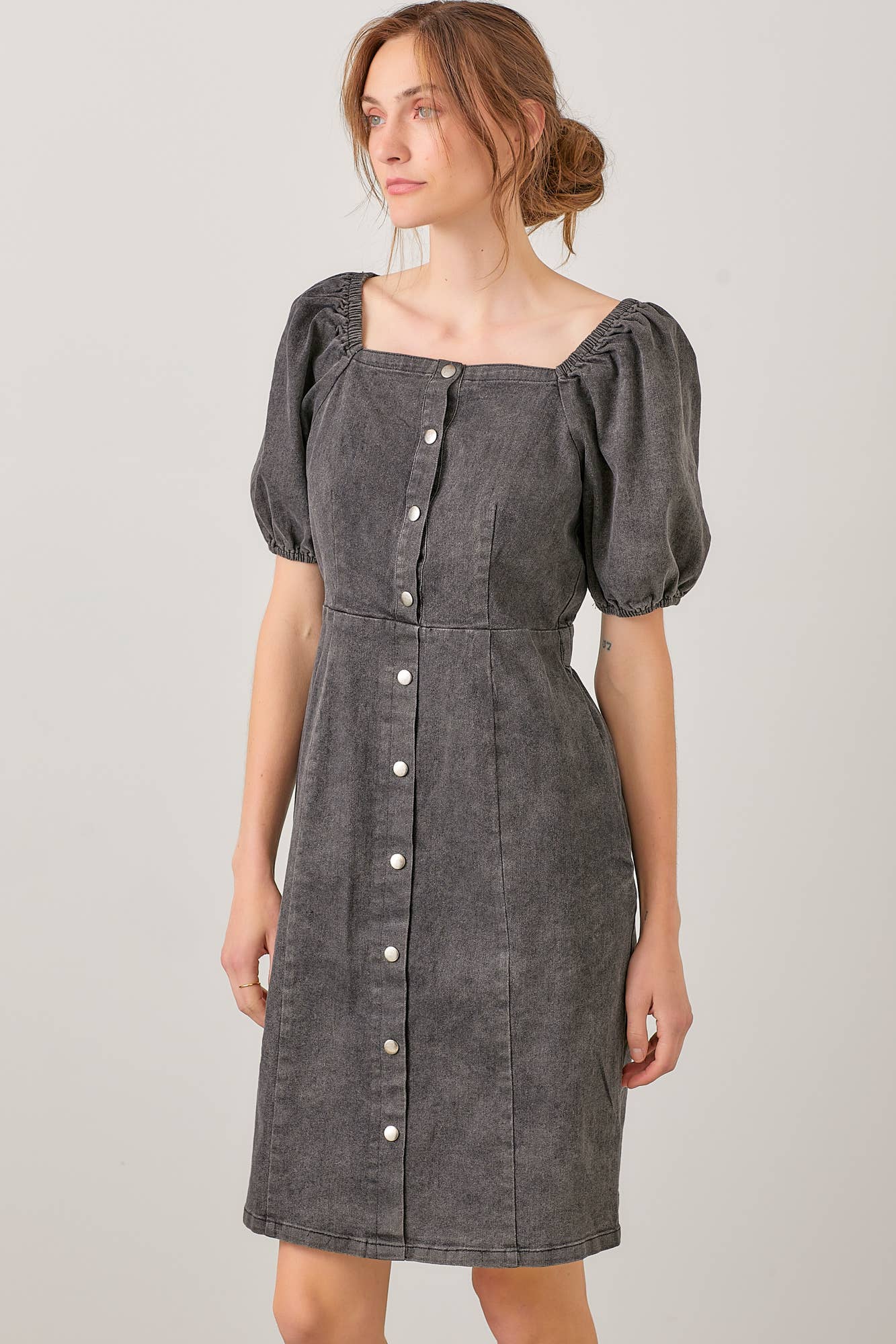 Slate Puff Sleeve Dress