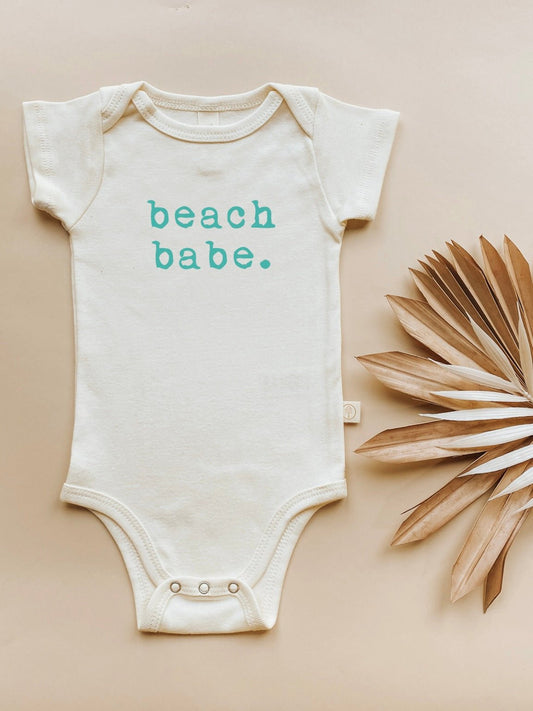 Beach Babe Seafoam Organic Cotton Baby Bodysuit Short Sleeve
