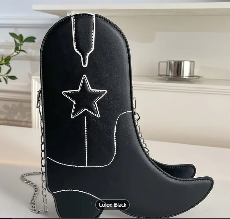 Boot Purse - Black & Silver