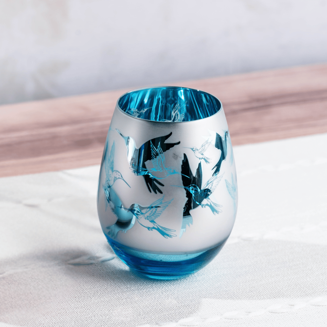 Blue Hummingbird Stemless Glasses