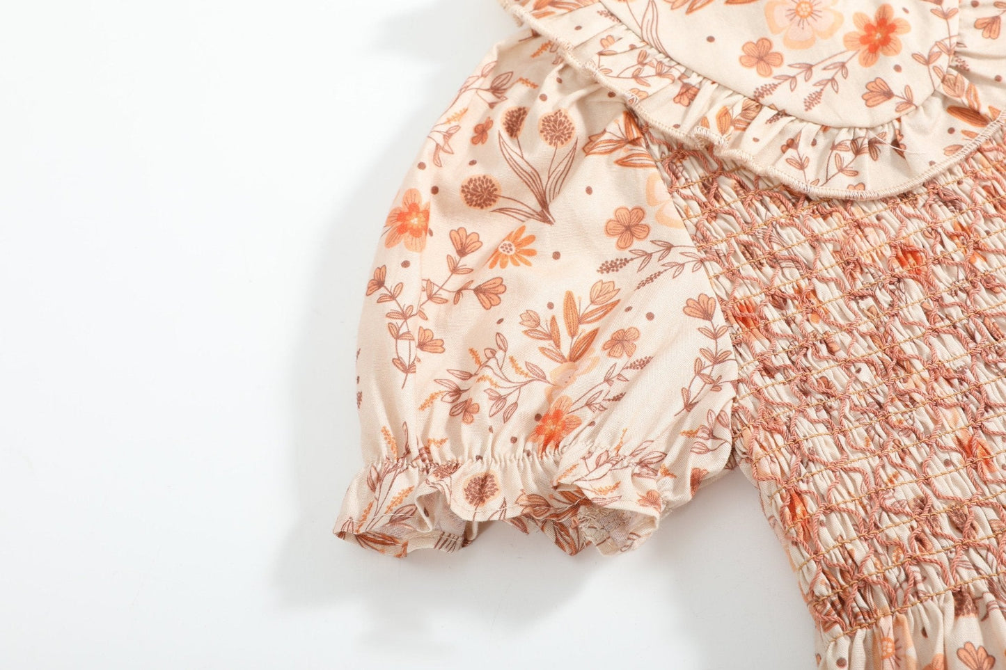 Brown Floral Collared Dress