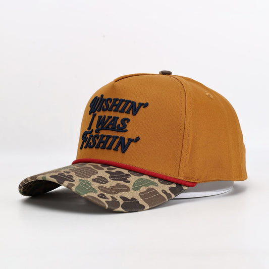 Wishin’ I Was Fishin’ Hat - Brown Duck Camo