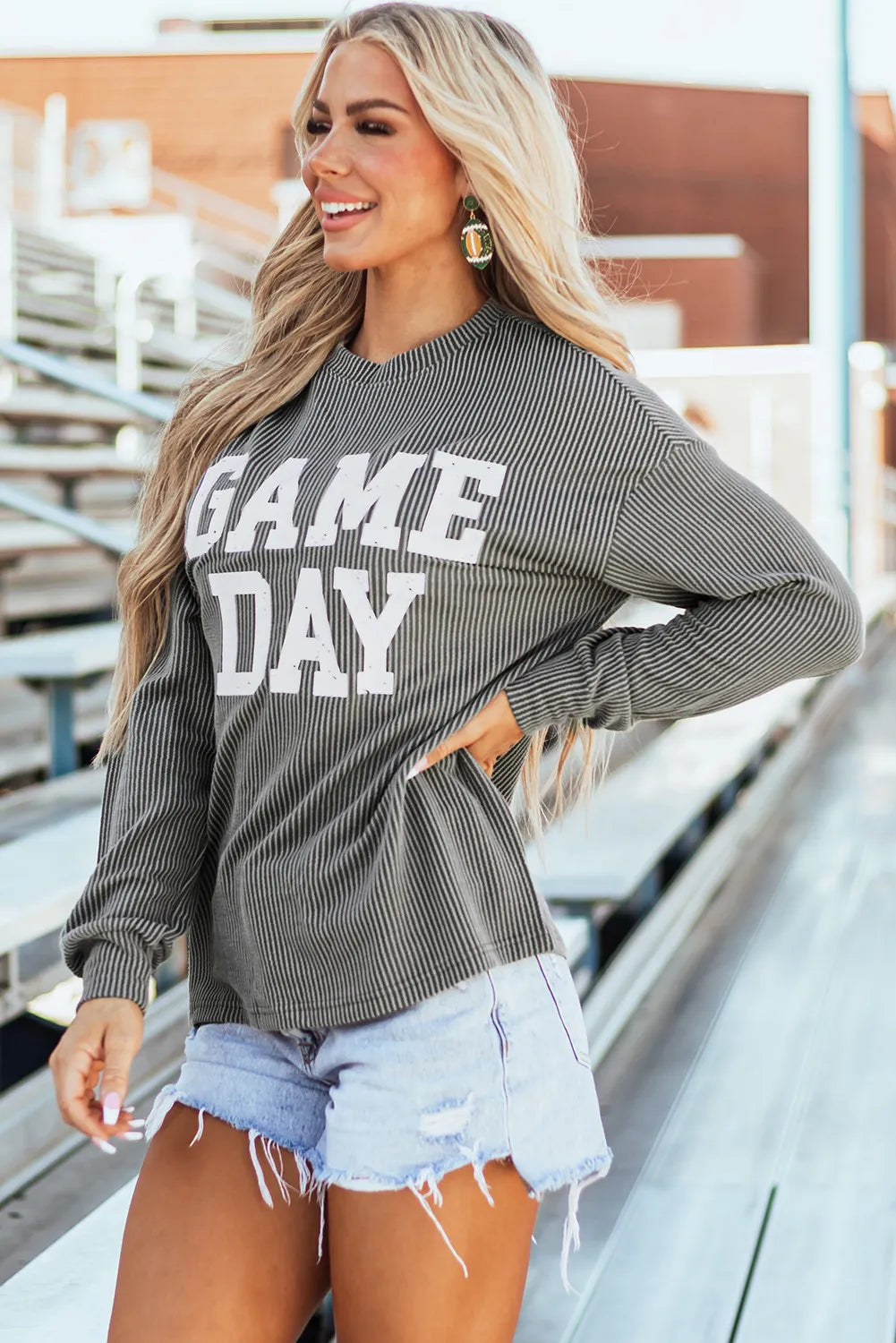 GAME DAY Striped Long Sleeve Top