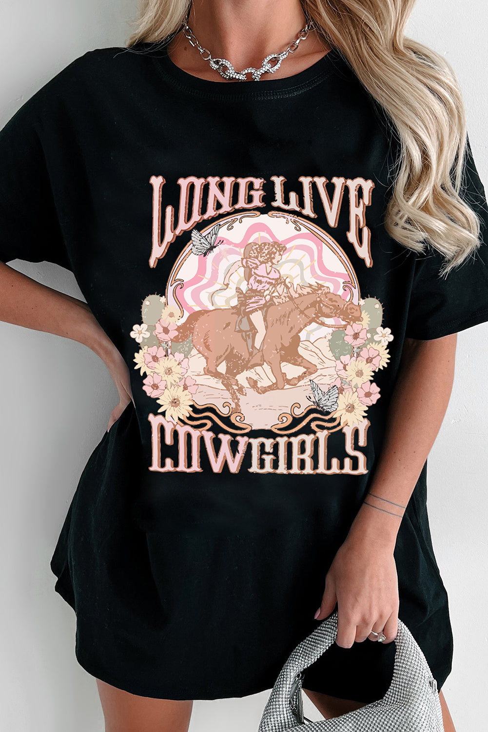 Long Live Cowgirls Morgan Wallen Inspired Oversize T-Shirt - Black