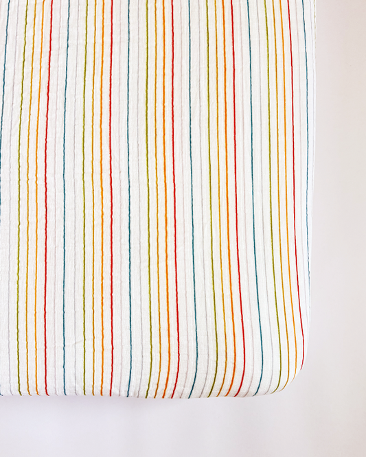 Rainbow Stripe Crib Sheet