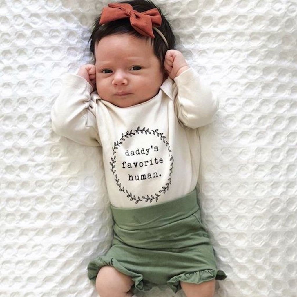 Daddy's Favorite Human Organic Cotton Baby Bodysuit Long Sleeve