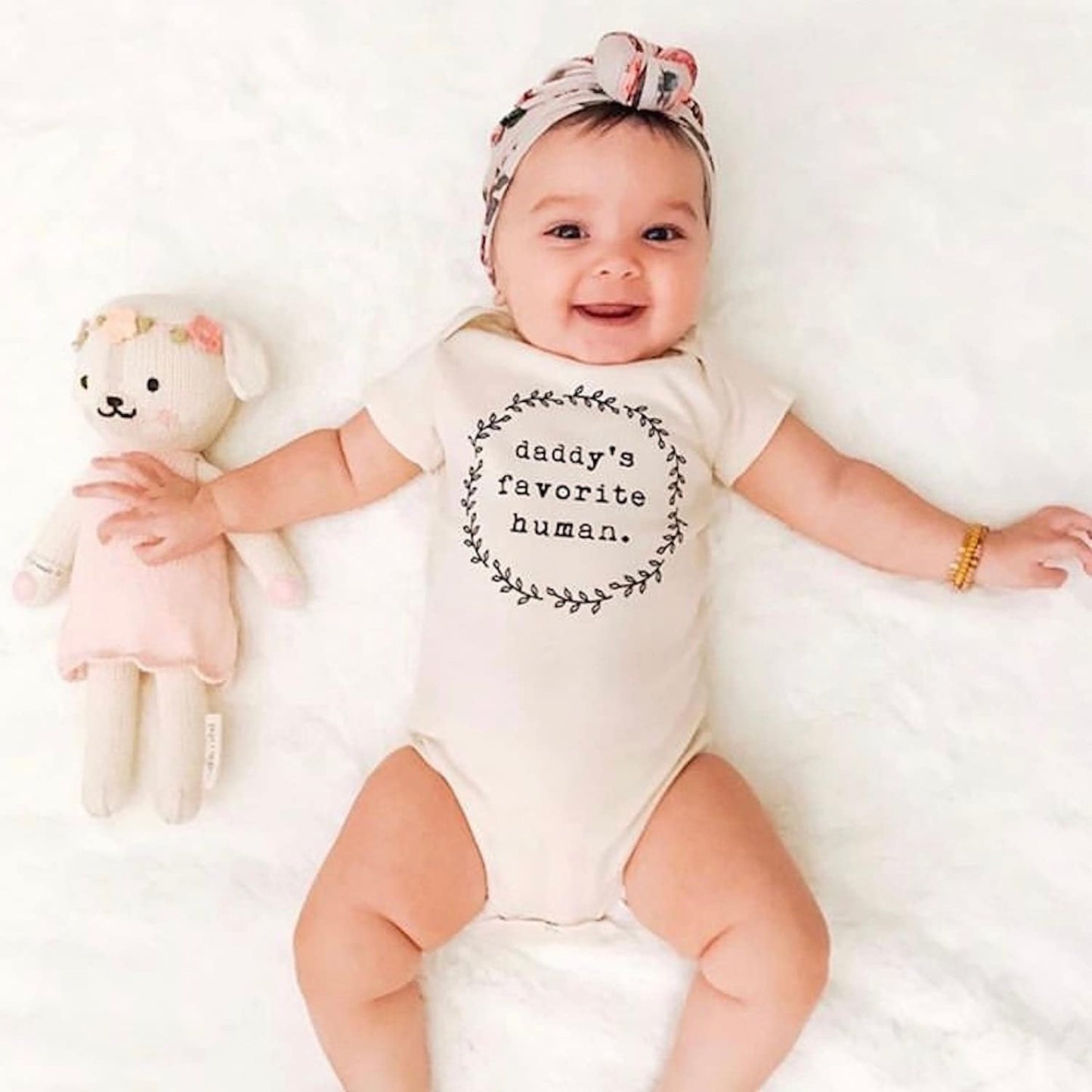 Daddy's Favorite Human Organic Cotton Baby Bodysuit Short Sleeve