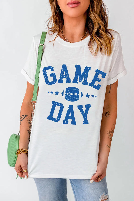 GAME DAY Short Sleeve T-Shirt - White & Blue