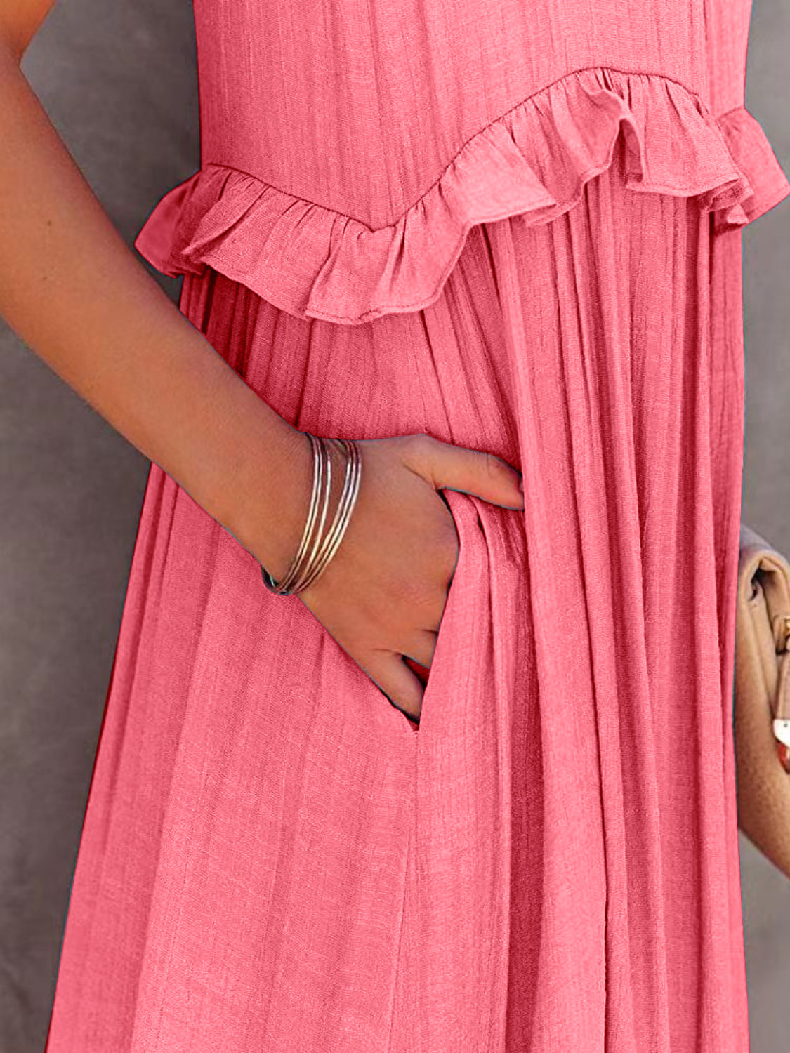 Rochelle Ruffled Maxi Dress with Pockets