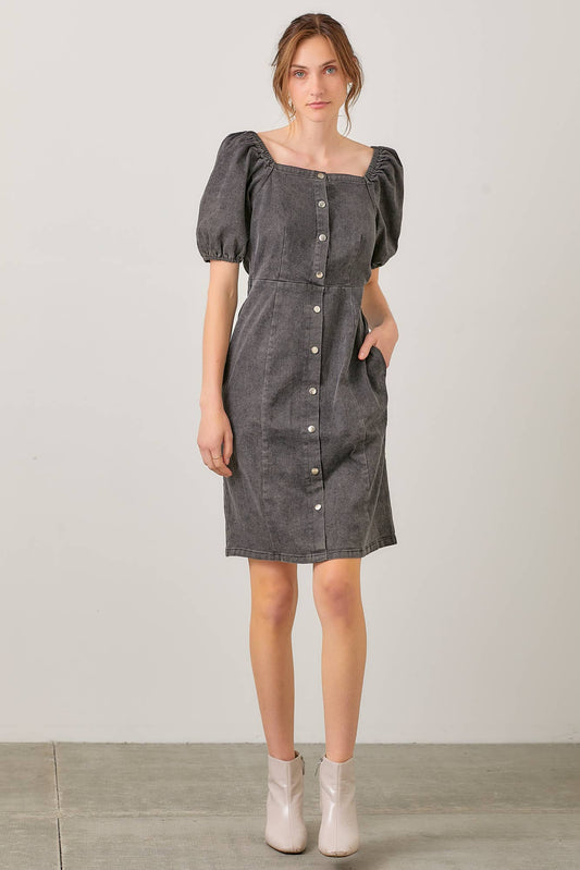 Slate Puff Sleeve Dress