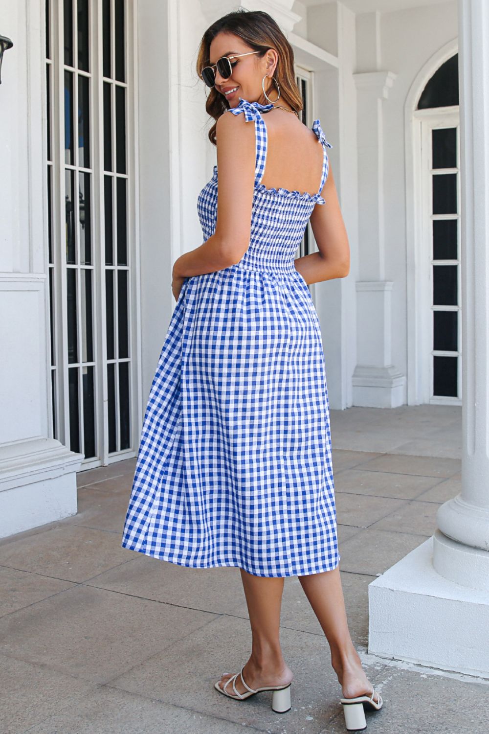 Plaid Frill Trim Tie Shoulder Dress - 3 color options!