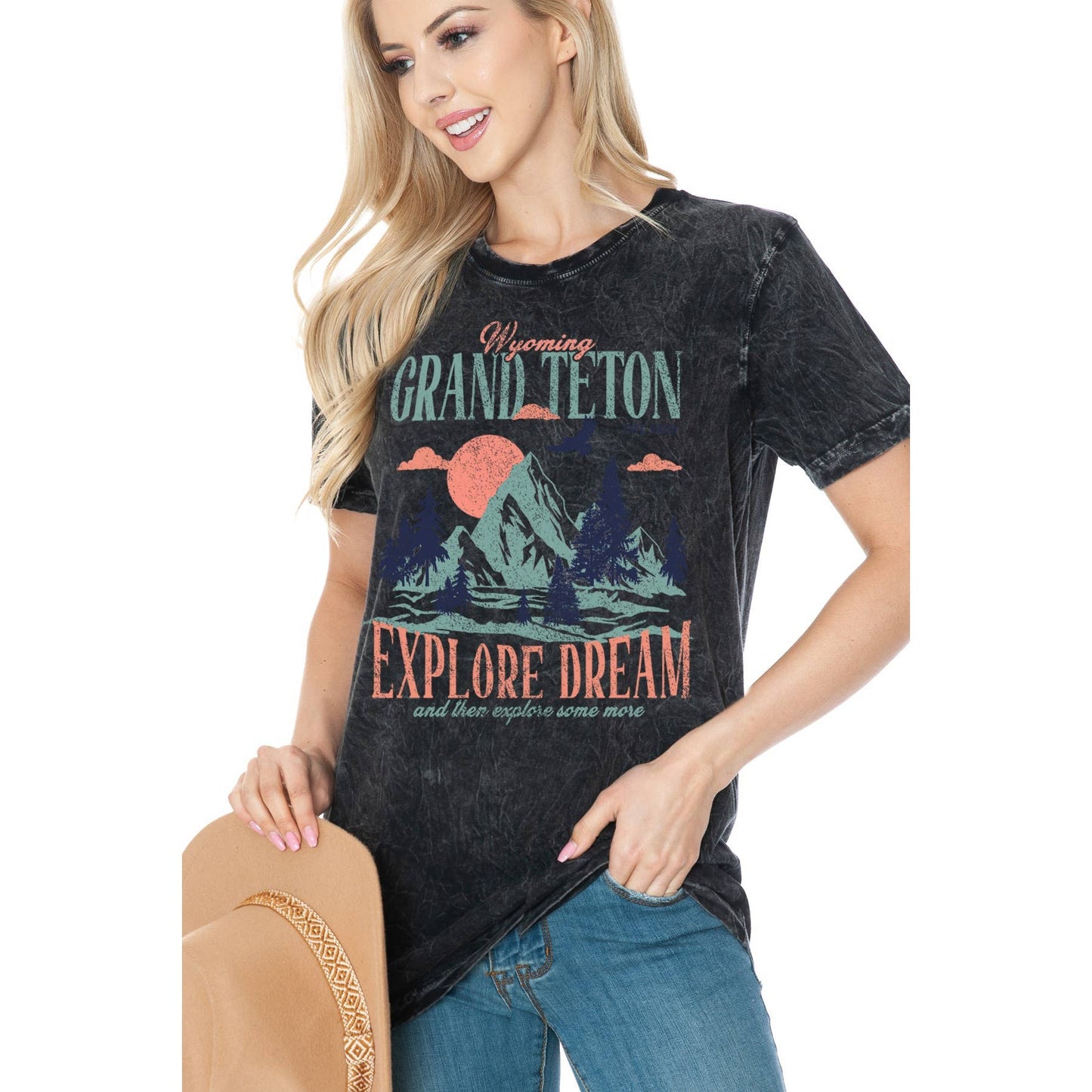 Grand Teton T-Shirt - Mineral Wash: Charcoal