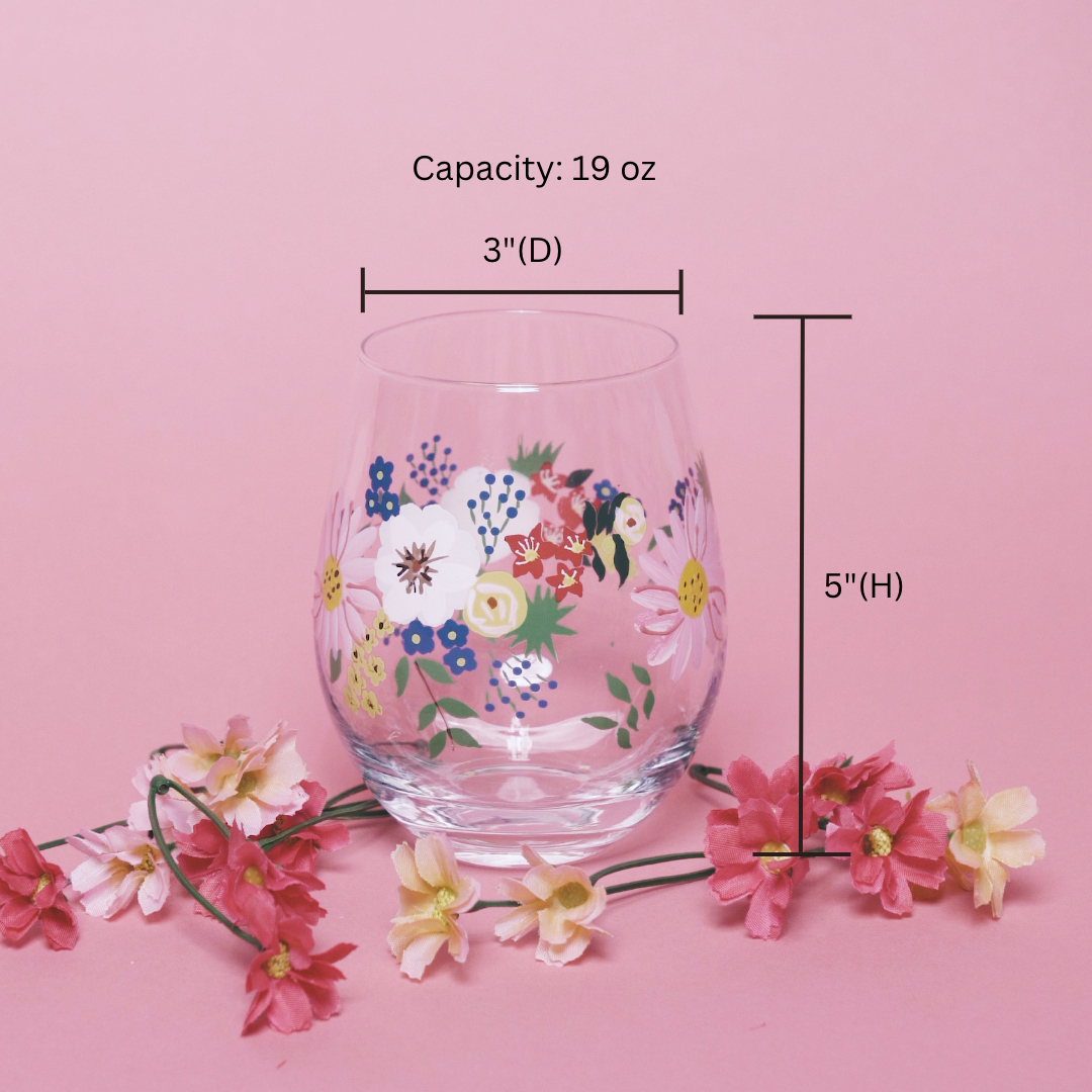 Painted Floral Stemless Glasses