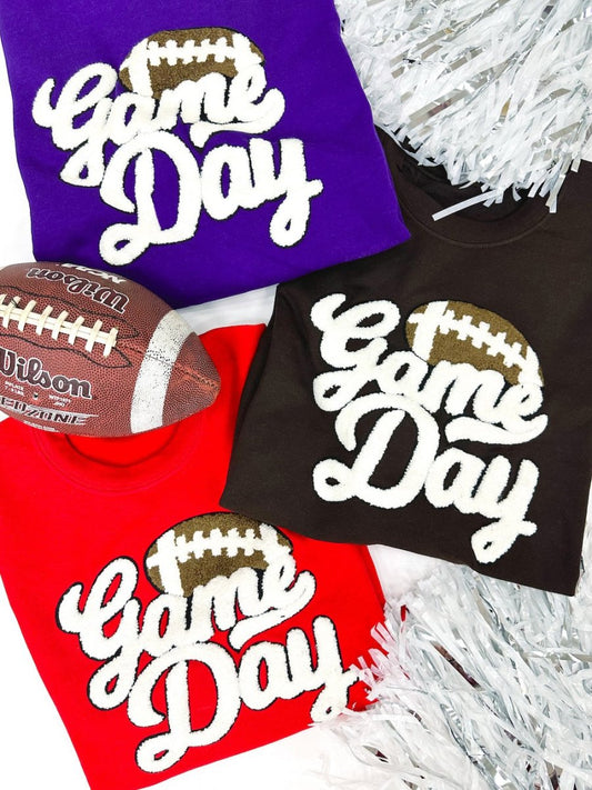 Football 'Gameday' Letter Patch Crewneck Sweatshirt