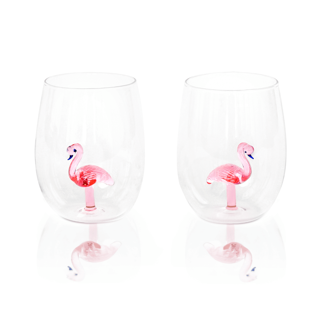 3D Flamingo Stemless Glasses