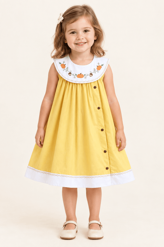 Golden Yellow Pumpkin Collared Dress