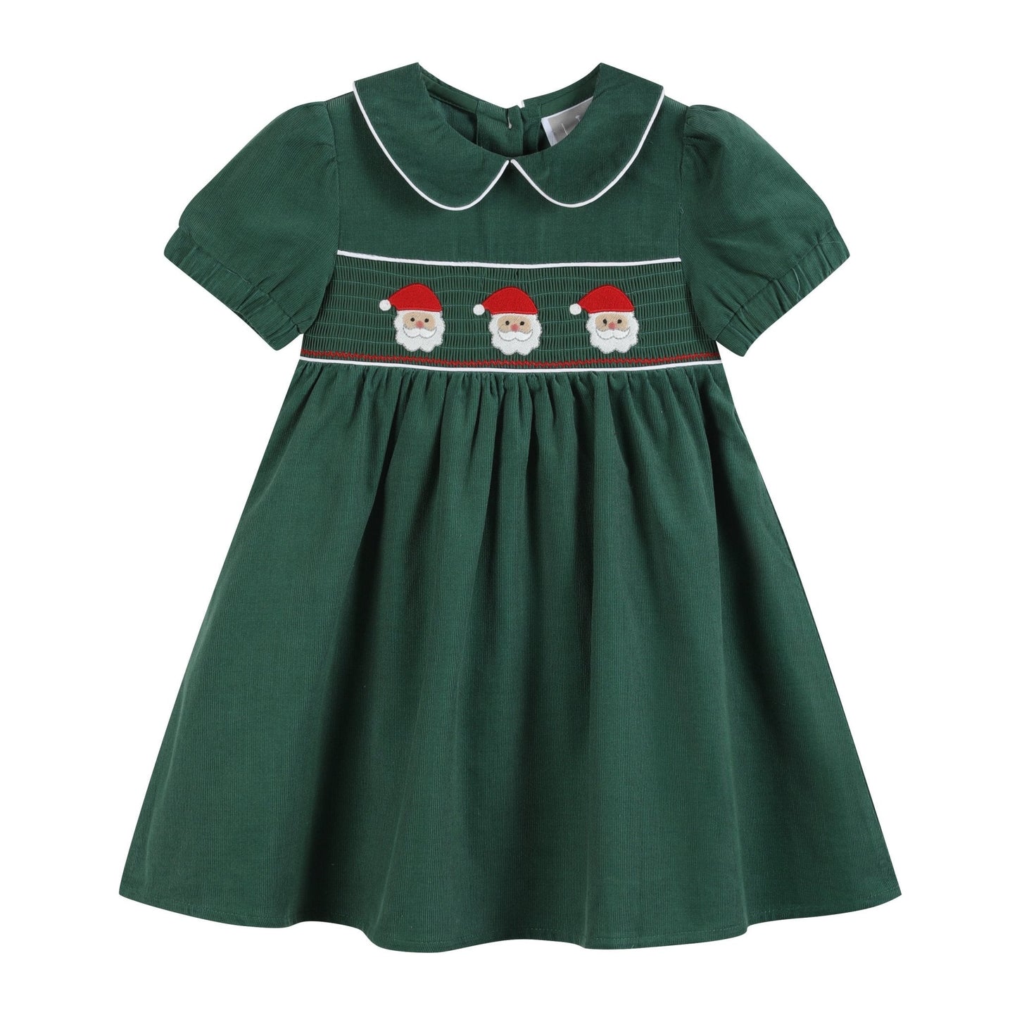 Green Corduroy Santa Smocked Dress
