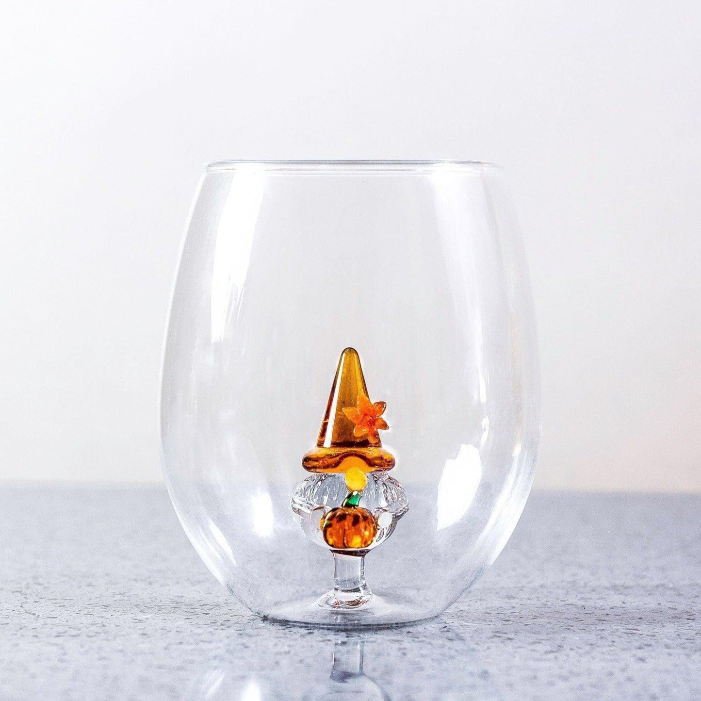 3D Pumpkin Gnome Stemless Glass