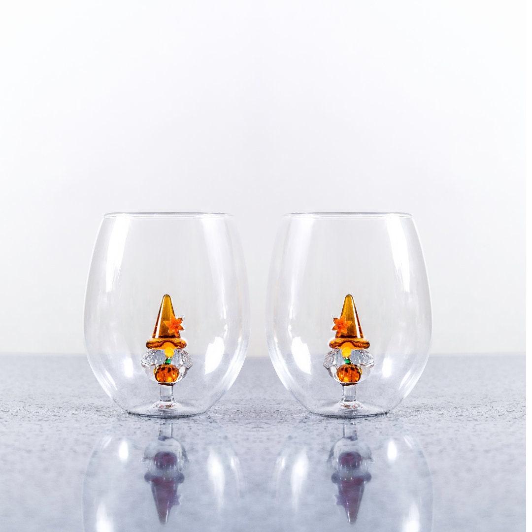 3D Pumpkin Gnome Stemless Glass