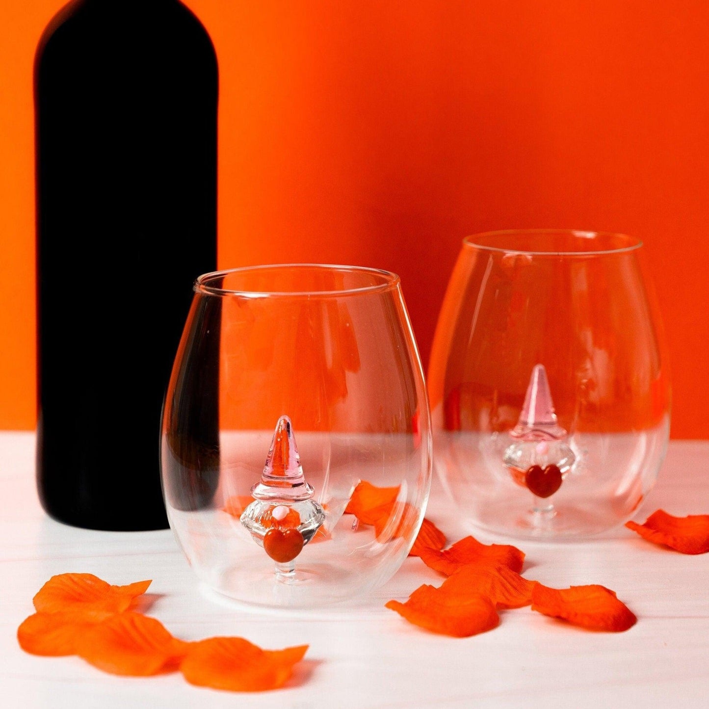 3D Gnome Heart Stemless Glasses