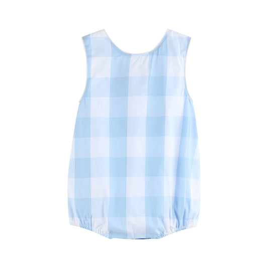 Large Blue Check Bubble Romper
